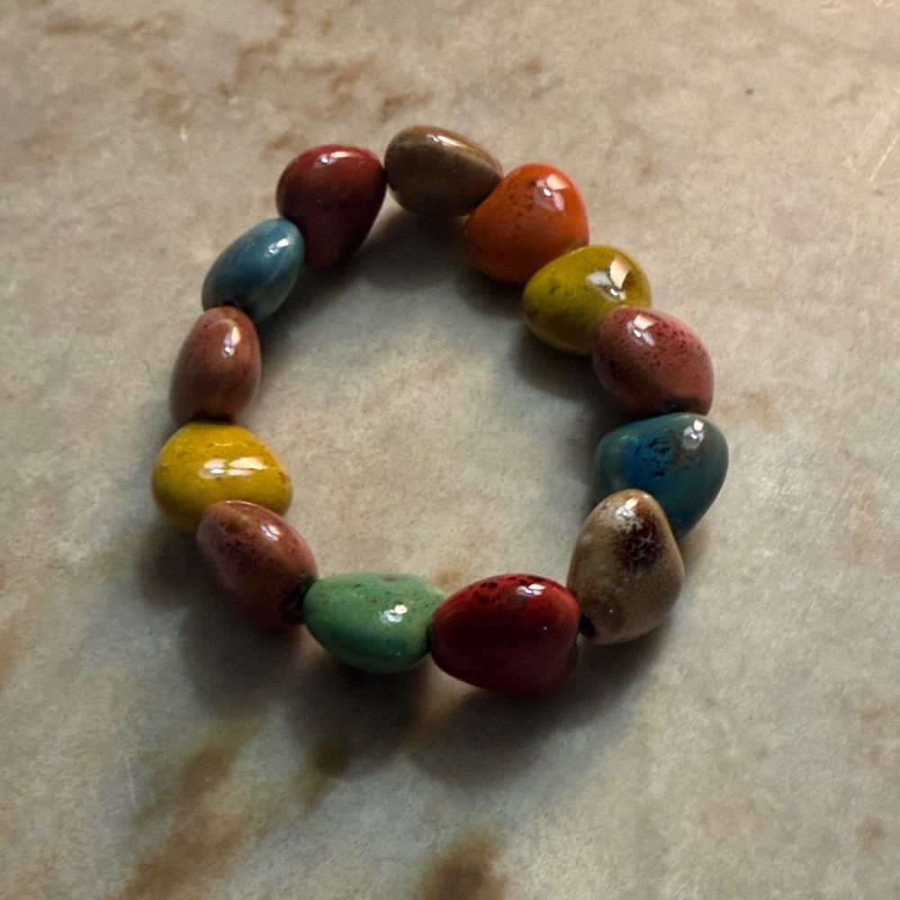 Multicolor Ceramic Bead Bracelet New stretchy band will fit any wrist size